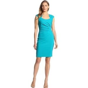 CALVIN KLEIN Women’s Turquoise Teal Blue Cap-Sleeve Sheath Dress Size 6